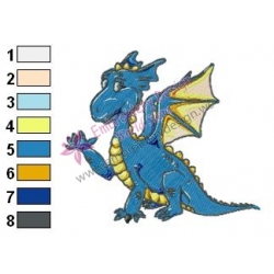 Blue Baby Dragon Embroidery Design